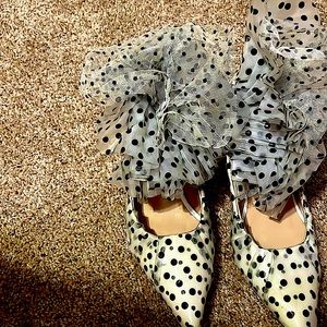 New Shell Polka Dot Ruffled Tulle Pumps Size 8.5 (Without Original Box)